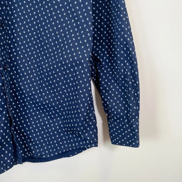 BEN  SHERMAN | NAVY PRINT BUTTON DOWN DRESS SHIRT - Picture 9 of 13